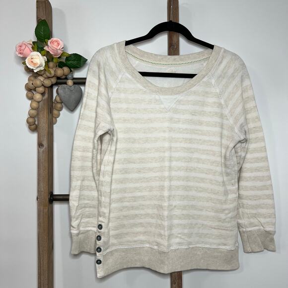 Aerie Long Sleeve Boat Neck Striped Sweatshirt Size Large - Picture 1 of 8